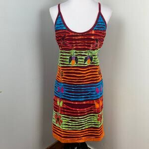 KPC Boho Multicolored Razor Cut Handcrafted Embroidered Dress XXL
